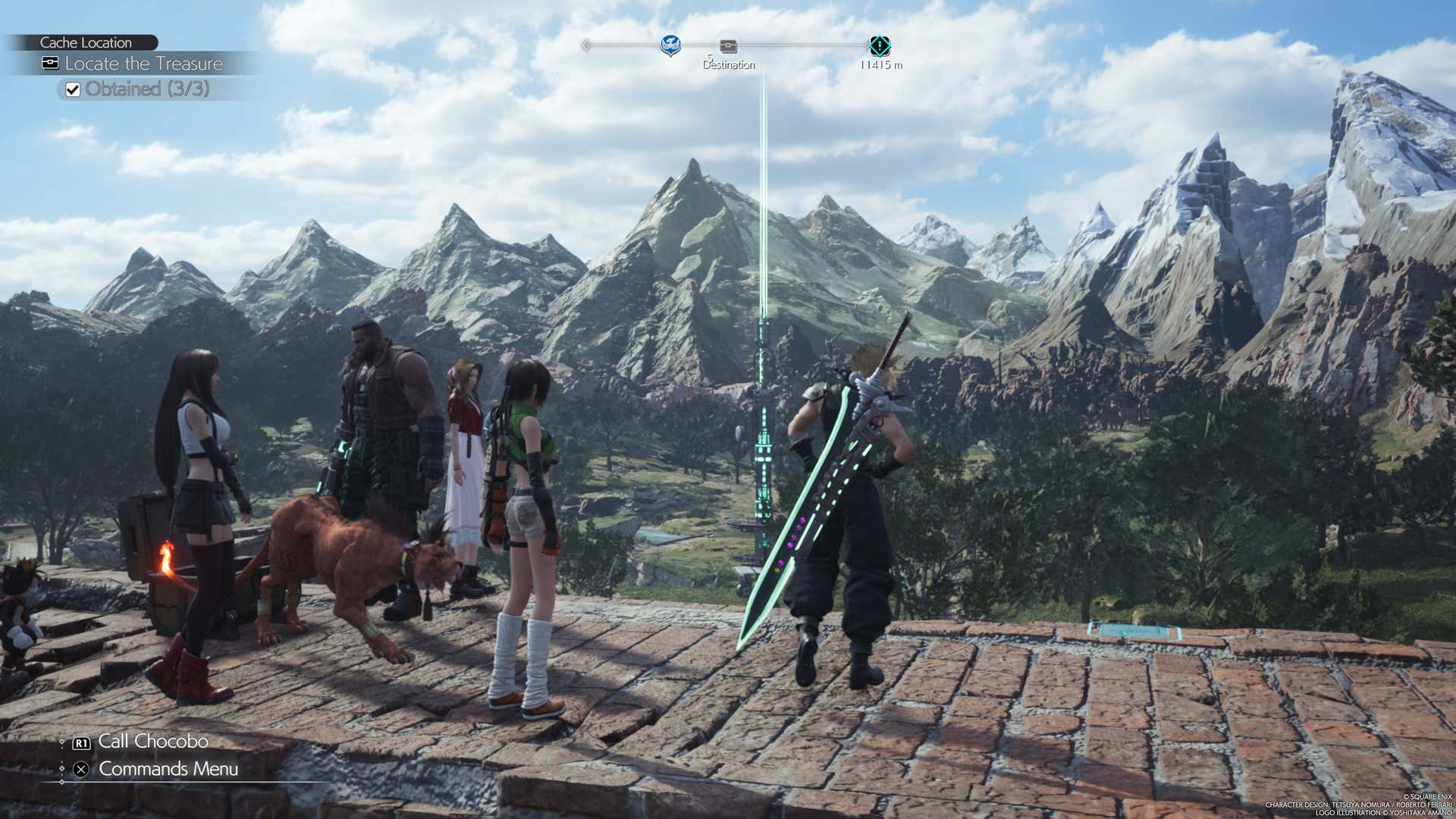 Claude and the gang look out over some mountains, with the game set to 